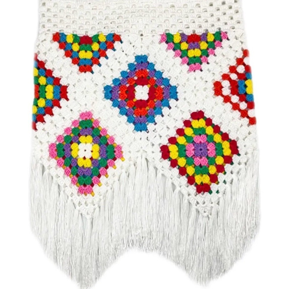 Nessi Byrd Girls Santa‎ Crochet Skirt White Fringe Sz 14 Luxury Resort Coverup